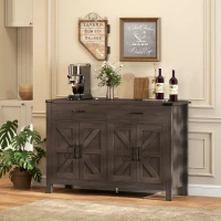 HOMCOM Kitchen Cupboard, Sideboard with 4 Doors, 2 Drawers and 2 Adjustable Shelves for Dining Room, Dark Brown(m-10)