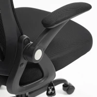 HOMCOM Cadeira de Escritório Ergonômica Apoios de Braço Rebatíveis Apoio de Cabeça Função Basculante Altura Ajustável 59x62x125 cm Preto(m-5)