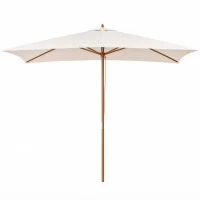 Outsunny Parasol Droit parasol de jardin rectangulaire Bois Polyester Haute densité 3 x 2 m crème(m-13)