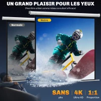 HOMCOM Écran de projection motorisé 85 pouces, 4K HD électrique, montage mural ou plafond, panneau de commande et télécommande(m-4)