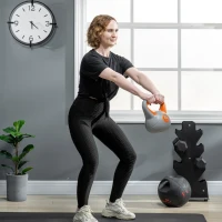 SPORTNOW Pesa Rusa 8 kg Revestimiento de PU y Relleno de Arena para Entrenamiento de Fuerza 20x14x24 cm Naranja y Gris(m-8)
