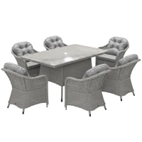 Outsunny Seven-Piece Rattan Dining Set - Light Grey(m-1)