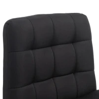 HOMCOM Armless Office Chair, Cross Legged Linen Computer Desk Vanity Chair with Wide Seat, Rocking Function, Black(m-11)