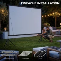 HOMCOM 254 cm 16:9 HD 4K/8K projectorscherm met standaard, draagbaar dubbelzijdig scherm met inklapbare statieven, wit(m-7)