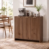 HOMCOM Sideboard Cabinet, Modern Storage Cabinet with 3 Doors and Adjustable Shelves for Living Room, Dining Room, Brown(m-8)