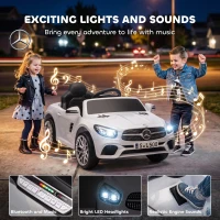 AIYAPLAY Voiture Électrique Enfants 12V Mercedes-Benz SL500, 3-5 km/h, 2 Moteurs, Télécommande 2,4G, pour 3-5 Ans, Blanc(m-5)