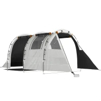Outsunny Campingzelt für 3 Pers., abdunkelbare Fenster, wasserdicht, 180H x 460L x 230B cm, Khaki/Orange(m-1)