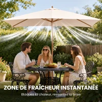 Outsunny Parasol Droit parasol de jardin rectangulaire Bois Polyester Haute densité 3 x 2 m crème(m-4)