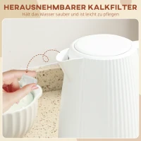 HOMCOM Elektrische waterkoker, 1,7L snelkookfunctie, 2200W, met verwijderbaar kalkfilter, automatische uitschakeling, Cremewit(m-7)