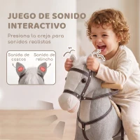 AIYAPLAY Caballo Balancín con Sonidos y Asas de Seguridad Base de Madera para Niños de 12 a 36 Meses Gris(m-5)