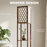 HOMCOM Duo Light Floor Shelves - Rustic Brown(m-5)