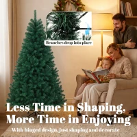 HOMCOM 5ft Artificial Christmas Tree, Fir Hinged Xmas Tree with 420 Branch Tips, Foldable Steel Stand, Green(m-6)