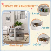 AIYAPLAY Table Enfant avec 4 Chaises 5 Pièces avec Rangement, Cadeau pour Fille Garçon 3-8 Ans, Ø 78 x 49 cm, Gris(m-6)