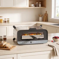 HOMCOM 3-in-1 Electric Mini Oven, Long Slot Toaster and Tabletop Grill, with LED Display, 60 Min Timer, Stainless Steel, 1700W(m-14)