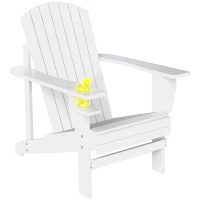 Outsunny Fauteuil de jardin Adirondack grand confort porte-gobelet intégré bois de sapin traité peint blanc(m-11)