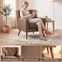 HOMCOM Sillón Relax Sofá Individual de PU Cojín de Asiento con Muelles Respaldo Acolchado Patas de Madera 72x76x80 cm Marrón(m-6)