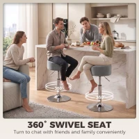 HOMCOM Bar Stool Adjustable Swivel Chair Velvet-Feel Seat 1 Piece, Grey(m-5)