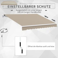Outsunny Luifel aluminium luifel aluminium knikarmluifel 3 x 4 m zonwering balkon beige(m-6)
