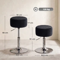 HOMCOM Bar Stool Adjustable Swivel Chair Velvet-Feel Seat 1 Piece, Black(m-3)
