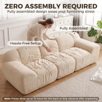 HOMCOM Canapé 3 Places 233 cm, Canapé Salon en Chenille Moderne avec Assise Profonde, Accoudoirs Larges, Beige(m-8)