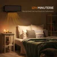 HOMCOM Radiateur Mural Soufflant Oscillant 2000 W, Chauffage Céramique PTC, 3 Niveaux de Puissance, 56x11,7x18,5cm, Noir(m-4)