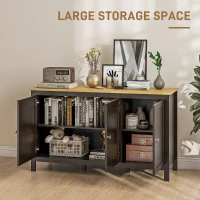 HOMCOM Sideboard, Buffet Cabinet with Doors and Adjustable Shelves for Living Room, Entryway, Black and Natural(m-4)
