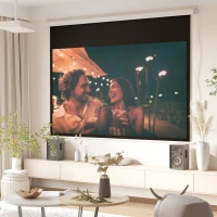 HOMCOM Beamer Leinwand 247 x 168 cm 100 Zoll 16:9 HD 4K Projektionsleinwand Elektrisch mit Fernbedienung, Weiß(m-2)