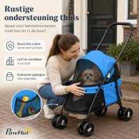 PawHut Opvouwbare Hondenbuggy voor Herstellende Honden en Katten tot 10 kg Blauw/Zwart(m-6)