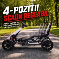 HOMCOM Go-Kart Electric Pentru Copii 3-8 Ani, 3-5 Km/h, Alb(m-6)