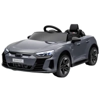 HOMCOM Kinder-Elektroauto mit Fernbedienung, Sicherheitsgurt, Hupe, Musik, Scheinwerfer, bis 5 km/h, 3-5 Jahre, Grau(m-11)