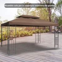 Outsunny Copertura per Gazebo da Giardino Tetto Sostitutivo Anti-UV Impermeabile in Poliestere 3x4m, Marrone(m-2)