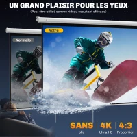 HOMCOM Écran de projection de 84 pouces, écran vidéoprojecteur, 4:3 4K HD, fixation mur ou plafond, 181l x 8P x 138H cm, blanc(m-4)