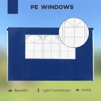 Outsunny 3 Meters Gazebo Replaceable Exchangeable Side Panel Wall Panels Walls With Window, Blue(m-6)