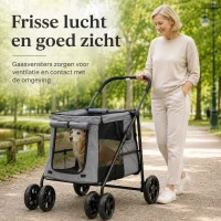 PawHut Opvouwbare Hondenbuggy voor Kleine en Middelgrote Oudere Honden tot 20 kg Grijs(m-6)