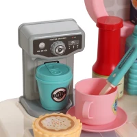 AIYAPLAY Cuisine pour Enfants Interactive, 33 Accessoires, avec Sons, Lumières, Rangement, 3-6 Ans, 67x25x87cm, Rose(m-12)
