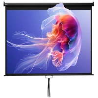 HOMCOM Écran de Projection 120" 4:3 HD 4K, Boîtier en Métal, Écran Hauteur Réglable Manuellement, 244x183cm, Noir(m-12)