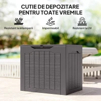 Outsunny Cufăr de Grădină cu Mânere, Container Unelte Impermeabil, 56x41x50 cm, Maro(m-7)