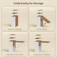 HOMCOM Folding Shelf and Work Table - Natural(m-7)