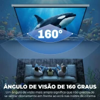 HOMCOM Tela de Projeção Manual 100 Polegadas Tela de Projeção Portátil Formato 16:9 com Altura Ajustável 236,8x8x158 cm Branco(m-5)