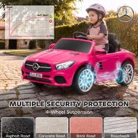 AIYAPLAY Voiture Électrique Enfants 12V Mercedes-Benz SL500, 3-5 km/h, 2 Moteurs, Télécommande 2,4G, pour 3-5 Ans, Rose(m-4)