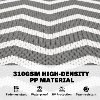 Outsunny Outdoor Rug Reversible Mat Plastic Straw Rug Portable RV Camping Mat for Garden Deck Picnic Indoor, 121 x 182 cm (4 x 6 ft), Light Grey & White(m-4)