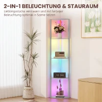 HOMCOM LED lampa stojąca 5-stopniowa ściemnialna z półkami, zmiana kolorów RGB, pilot(m-5)