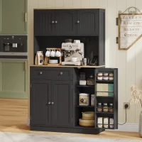 HOMCOM 173 cm Tall Kitchen Cupboard with Charging Station, Pantry Storage Cabinet with Adjustable Shelves and 4 Door Racks(m-2)