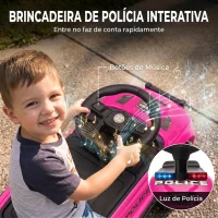 AIYAPLAY Carro Andador de Polícia para Crianças 18-36 Meses com Luz, Música e Arrumação, 65x29,5x36 cm, Rosa(m-4)
