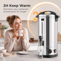 HOMCOM 24L Catering Urn, 2500W Stainless Steel Hot Water Boiler Dispenser with Thermostat, Keep Warm Function and Easy Pour Tap(m-6)