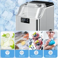 HOMCOM IJsblokjesmachine, ijsdispenser, Ice-Maker, 20 kg/24 uur ijsmaker met 2,1 L watertank, zilver(m-8)