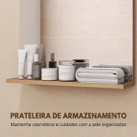 HOMCOM Espelho de Casa de Banho de Parede com Prateleira Aberta 50x12x60 cm Carvalho(m-5)