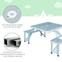 Outsunny Table de Camping Pique-Nique Pliante Aluminium 4 Places en Valise(m-4)