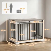 PawHut 100 cm Large Dog Crate Furniture with Sliding Barn Door for Large Dogs, White(m-3)