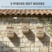 PawHut Bat Boxes, Pack of 3 Wooden Bat Houses for Outdoor, Garden, Farm, Easy to Hang, 23 x 9.5 x 36.5 cm, Natural(m-4)